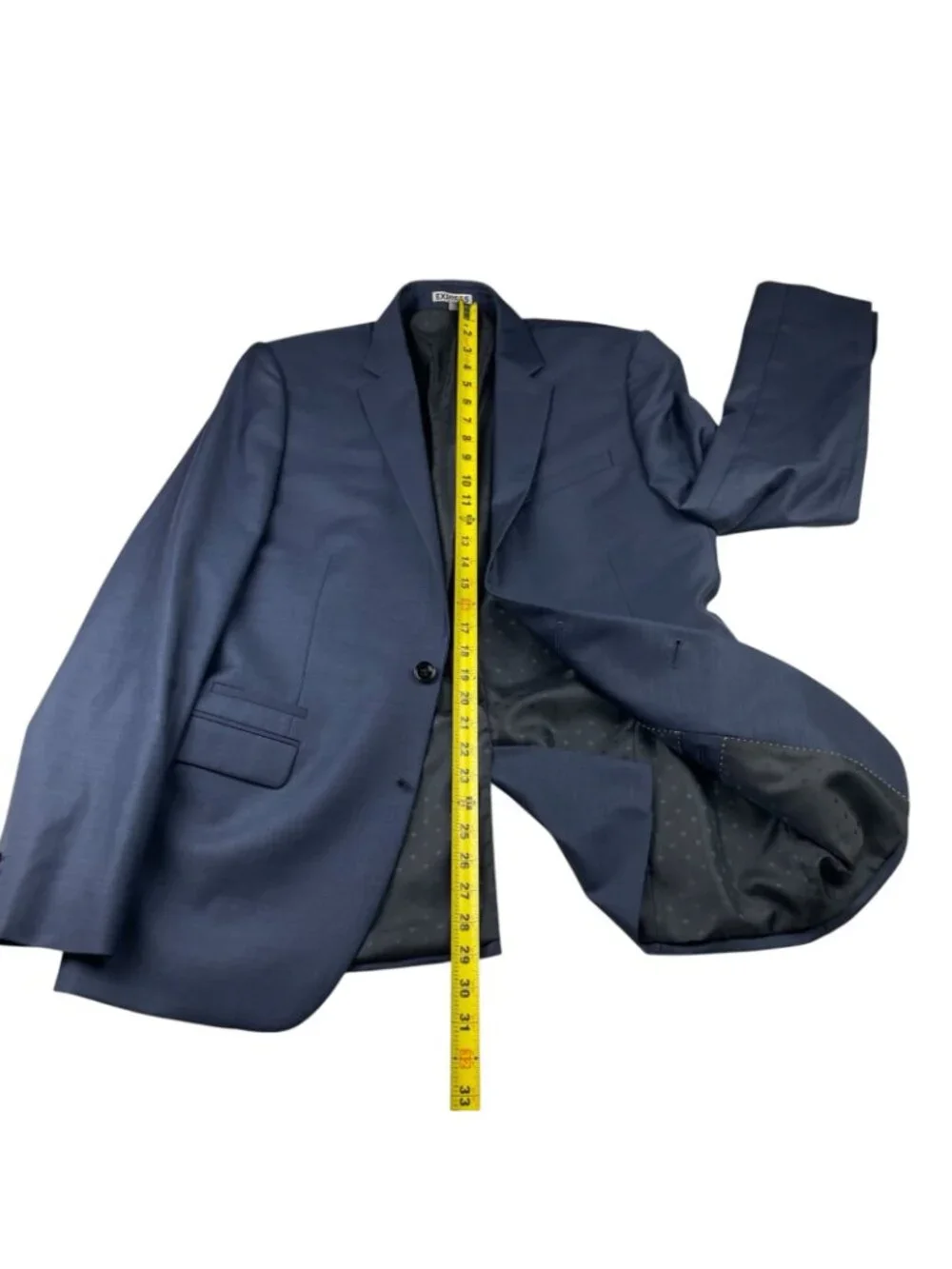 Express Men’s Photographer Fitted 2-Button Wool Blend Blazer Blue • 40R